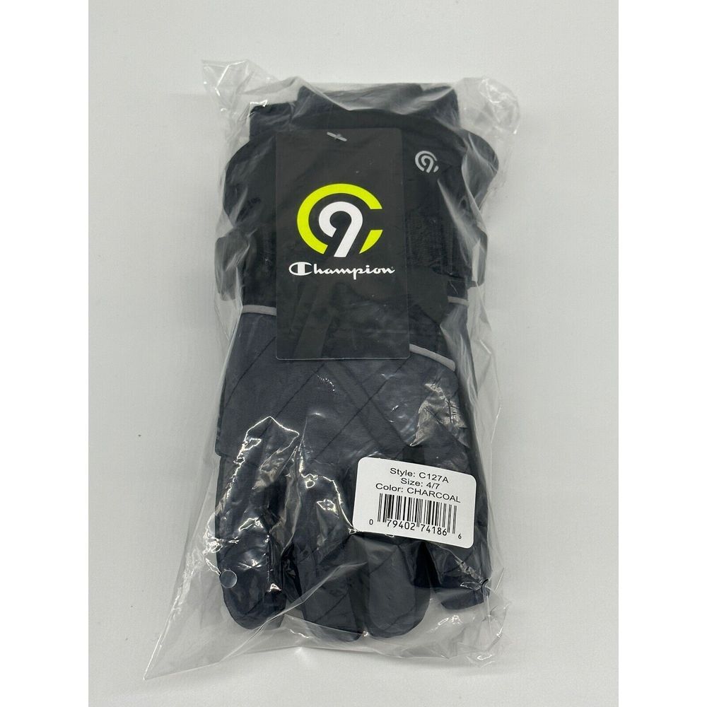 C9 Champion Boys Ski Gloves Waterproof Black/Gray Size 4/7 - New‎